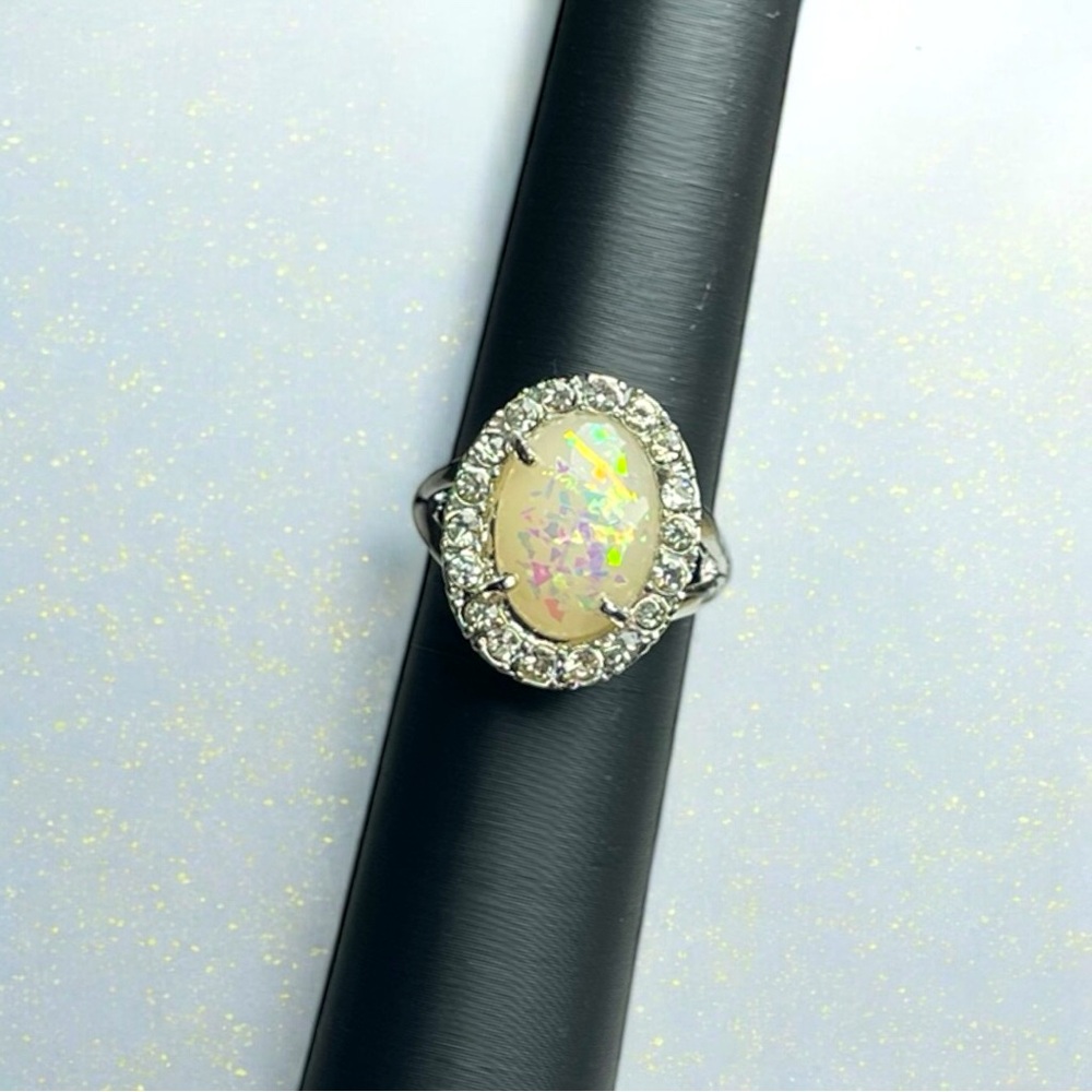 Fire Gold Opal CZ Ring
